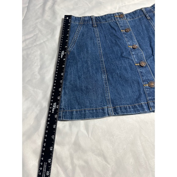 Forever 21‎ Women's Blue Denim Button Front A-Line Mini Skirt Size 27 - Picture 5 of 6